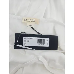 Nili Lotan Dress Womens L Stevie Dress White Halter V-Neck Maxi NEW thumbnail 3
