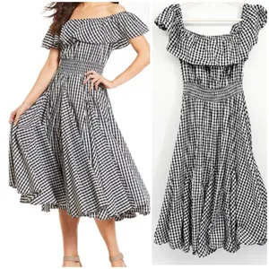 Chelsea & Theodore Womens Gingham Smocked Cottagecore Picnic Milkmaid Dress XL thumbnail 2