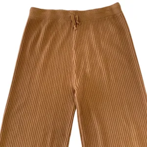 Cowasto Brown Knit Pants XXL Wide Leg Lounge Elastic Waist Cozy Soft thumbnail 3