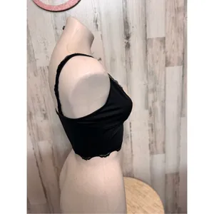Romwe Black Lace Trim Crop Cami Top – Size S (US 4) thumbnail 6