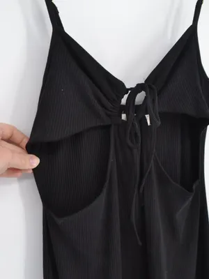 L*Space Black Ribbed Tie-Front Cutout Maxi Dress M thumbnail 4