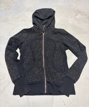lululemon athletica Black Speckled scuba Hooded Zip Jacket 8 thumbnail 1