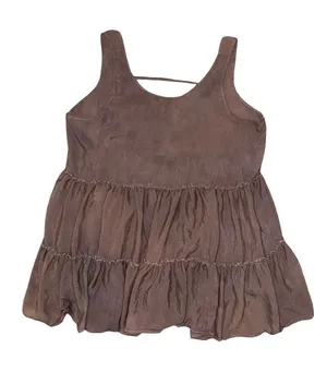 Wave Zone 2X/3X Brown Mineral Wash Tiered Ruffle Dress Boho Lagenlook thumbnail 1