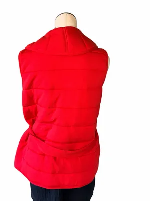 NWT SPANX Women's Red Quilted Sleeveless Tie Waist Belted Vest w/ Pockets XL thumbnail 5