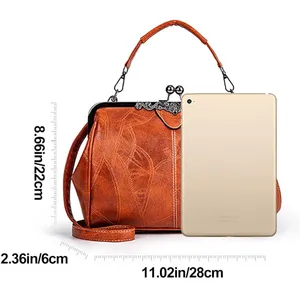 Elegant Black faux leather kiss lock Handbag! New thumbnail 6