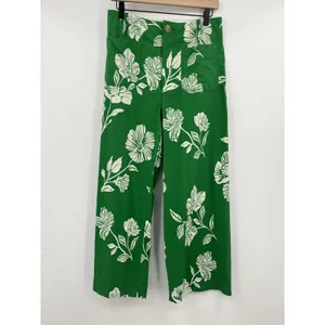 Women's Pants Marve Green Colette 30 Floral High Waist Crop Resort Kelly Bright thumbnail 2
