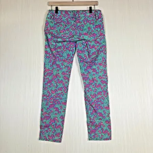 Lilly Pulitzer Worth Skinny Mini Pants Green Pink Floral Ankle Size 0 thumbnail 8