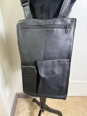 Vintage HOBO International Black Leather Large Travel Shoulder Bag Size Zip Work thumbnail 2