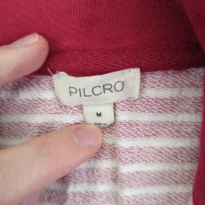 PILCRO Collared Half Zip Red Striped Cropped Quarter Pullover Sweatshirt‎ Medium thumbnail 6