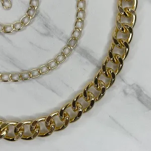 Womens Chunky Gold Tone Metal Chain Link Belt Adjustable Y2K OS ✨ thumbnail 5