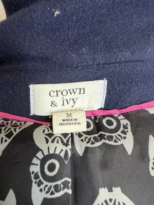 Crown & Ivy Double Breasted Navy Blue Pea Coat Pockets Women’s Sz M thumbnail 15