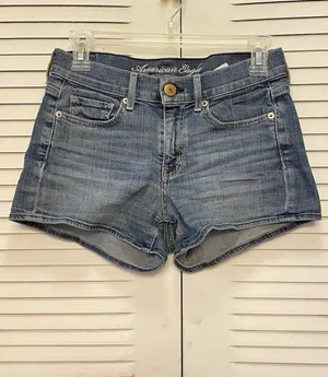 American Eagle Women’s Size 2 Stretch Denim Blue Jean Shorts thumbnail 1