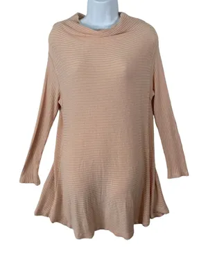 Free People Womens Medium Top Sweater Ribbed Sweater Stretch Long‎ Sleeve Cutout thumbnail 1
