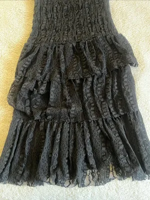 Free People Black Lace Tiered Dress Romantic Goth‎ Whimsigoth S thumbnail 7