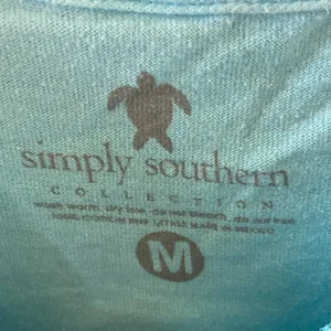 Simply Southern long sleeve blue top M log on front design on back thumbnail 6