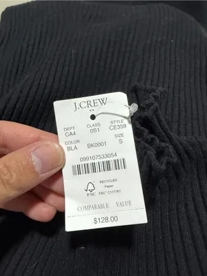 J. Crew NWT Black Ribbed Long-Sleeve Knit Dress small MSRP$128 thumbnail 9