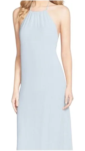 Nouvelle Amsale Jordan Open Back Chiffon Halter Bridesmaid Dress Medium thumbnail 1