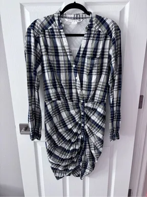 Veronica Beard Vilette Mini Shirt Dress Army Plaid size 8 thumbnail 6