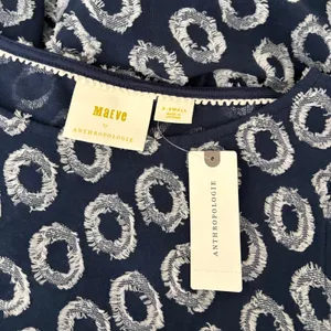 NWT!! Anthropologie MAEVE Lisanne Textured Tunic Tiered Dress Blue White X-Small thumbnail 10