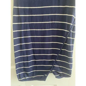 Andrew Marc Striped Sweater Dress Womens Size L Navy Blue Nautical Cotton Wrap thumbnail 2