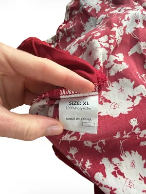 Dokotoo Women Size XL Red Floral Long Sleeve V-Neck Crochet Trim Babydoll Dress thumbnail 8