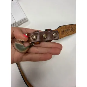Justin Boots Vintage Justin Leather Western Belt Brown Tooled Floral Heart Conchos Size 26 thumbnail 4