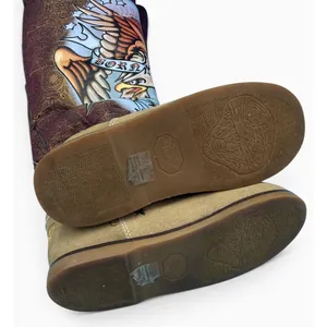 Vintage Y2K Ed Hardy Born Free Eagle Boots Womens 7 Suede Fur Lined Tattoo thumbnail 5