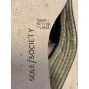 Sole Society Black Canvas Espadrille Wedge Slingback Sandals Frayed Trim Women thumbnail 4
