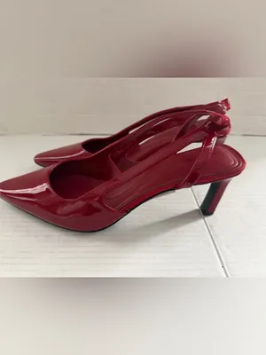 DKNY Women's Carson Pointed-Toe Slingback Pumps Ruby Red patent Heels Size 9.5 thumbnail 2