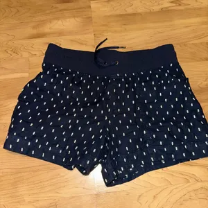 Athleta Size 6 Cabo Tide Linen 4" Inseam Shorts In Petite Diamond Navy Print‎ thumbnail 2