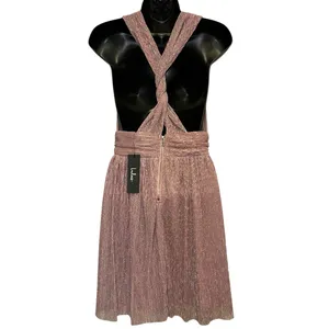 NWT Lulu's Ailey Skater Dress Pink‎ Metallic Mini thumbnail 2