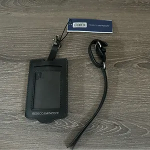 Rebecca Minkoff So Connected Luggage Tag Black Leather Studded USB thumbnail 3
