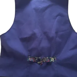 Vintage Floral vest size L purple‎ black gold royal blue thumbnail 3