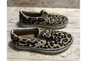 Vans Slip On Sneakers Women's Size 6 Leopard Animal Print Canvas Shoes Comfy thumbnail 3