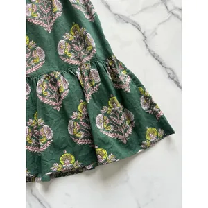 Pink Chicken Indira mini Dress Hunter Green Flower Sz Small boho peasant prairie thumbnail 13