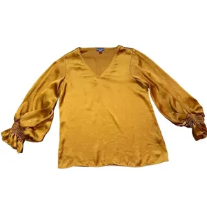 Vince‎ Camuto Blouson-Sleeve Blouse burnt orange rust Sz S thumbnail 3