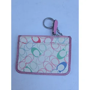 Coach Multicolor Floral Pattern Signature Print Coin Purse And Key Pouch thumbnail 2