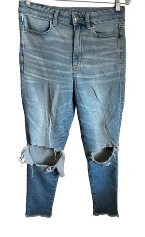 AEO Next Level Stretch Highest Rise Jegging‎ Crop Raw Hem Denim Jeans thumbnail 1
