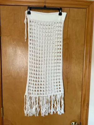 Amazon Women Sexy Hollow Out Mesh Tassle Skirts Beach Cover Up Summer Fish Net S thumbnail 4