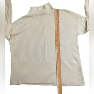 Summersalt The Luxe Cashmere Wool Funnel Neck Ribbed Knit Sweater White Sand thumbnail 5