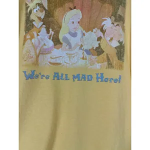 VTG Disney Alice in Wonderland Mad Hatter Tea Party Graphic Tee Uni XL Yellow thumbnail 3