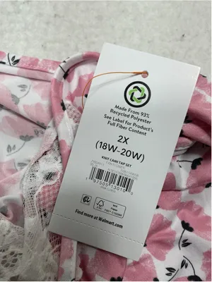 Womans NWT Joy Spun 2 Pc Summer Pajama Set 2X White Pink thumbnail 3