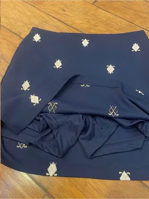 Coral Bay Navy blue Mini golf Skirt has shorts underneath size 10 embroidered thumbnail 7