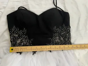 Blondie Nites Black and White Spaghetti Strap Prom Gown size 7 Junior thumbnail 8