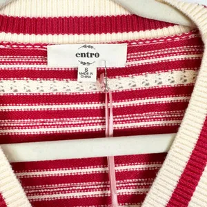Entro Bow Sweater Top Size Small NWT Stripe Pointelle Knit Whimsical Feminine thumbnail 8