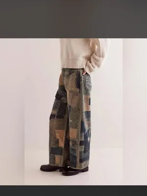 Free People Illusions Patchwork Barrel Jeans- size 28 thumbnail 3