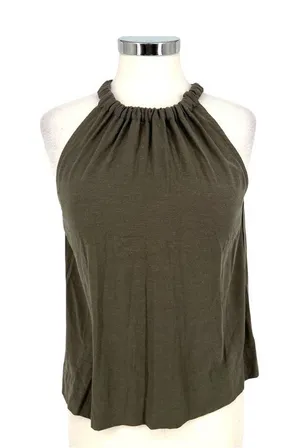 Anthem The Bianca Boho Top Linen Halter Style Tie Back Sage Green Size XS NWT thumbnail 1