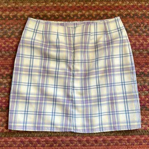 Purple Tartan Plaid High Rise Mini Skirt thumbnail 3