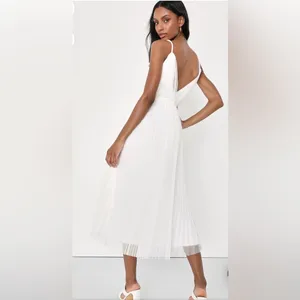 New Lulus Medium Sweet Greek Goddess‎ White Mesh Dress Romantic Cottagecore thumbnail 2