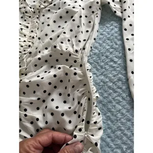 NWT Zara Polka Dot Dress Black White Women's XS Coastal Cocktail Beach Grandma thumbnail 5